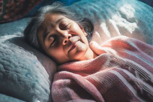 Senior sleeping comfortably